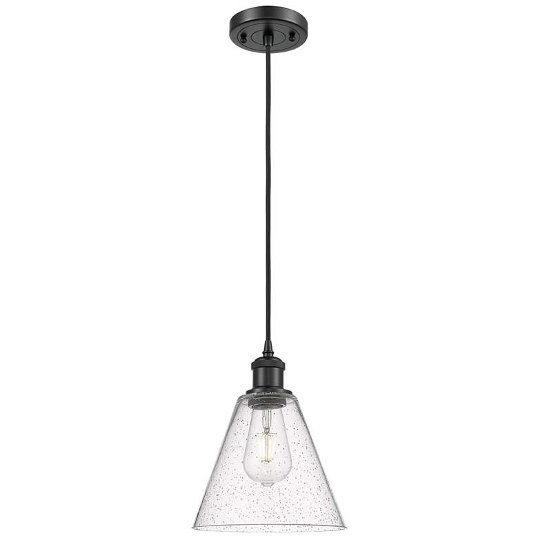 Image 1 Ballston Berkshire 8" LED Mini Pendant - Matte Black - Seedy Shade
