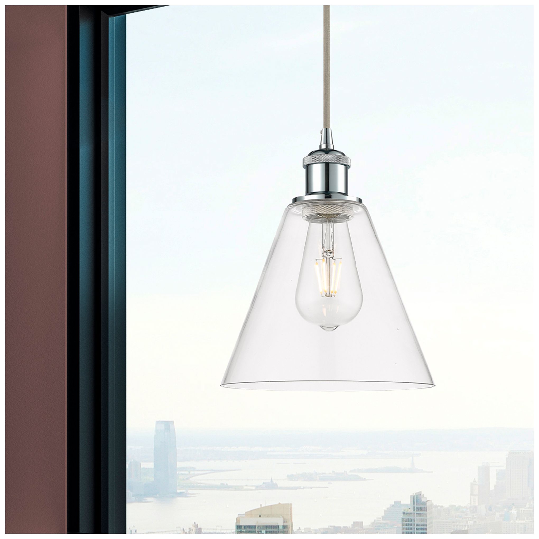 Image 2 Ballston Berkshire 8" LED Mini Pendant - Polished Chrome - Clear Shade more views