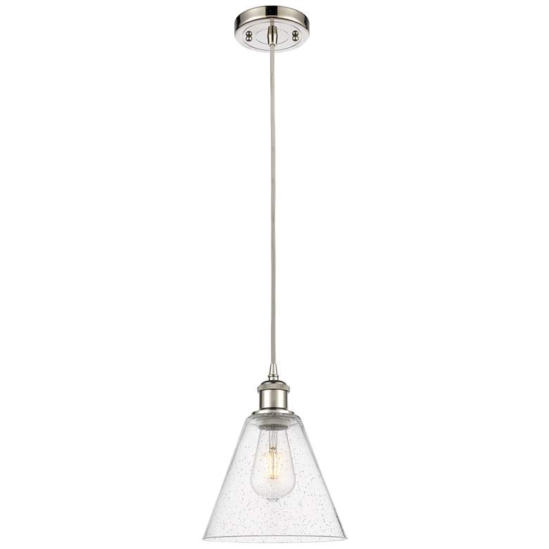 Image 1 Ballston Berkshire 8" LED Mini Pendant - Polished Nickel - Seedy Shade