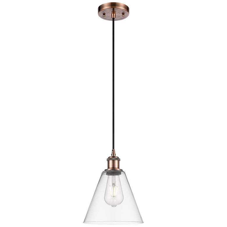 Image 1 Ballston Berkshire 8" Mini Pendant - Antique Copper - Clear Shade