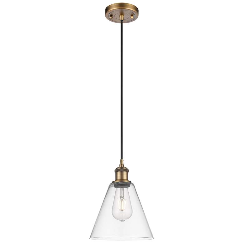 Image 1 Ballston Berkshire 8" Mini Pendant - Brushed Brass - Clear Shade