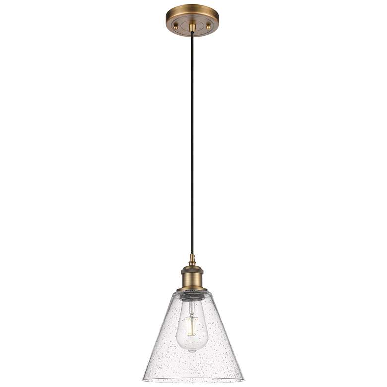 Image 1 Ballston Berkshire 8" Mini Pendant - Brushed Brass - Seedy Shade