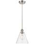 Ballston Berkshire 8" Mini Pendant - Brushed Satin Nickel - Clear Shad