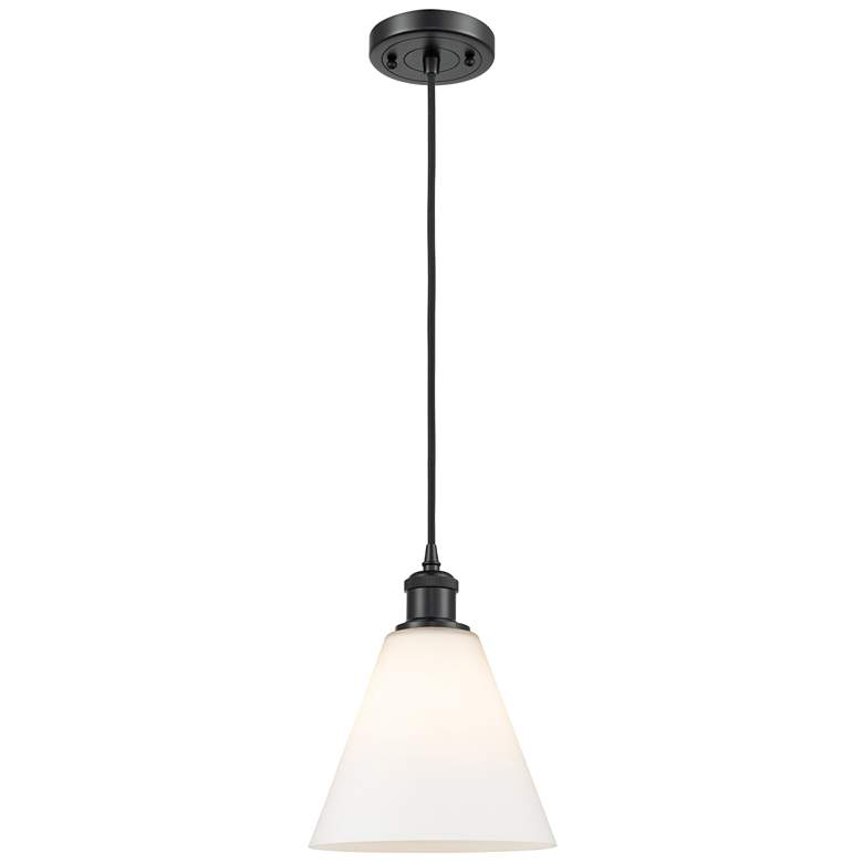 Image 1 Ballston Berkshire 8" Mini Pendant - Matte Black - Matte White Shade