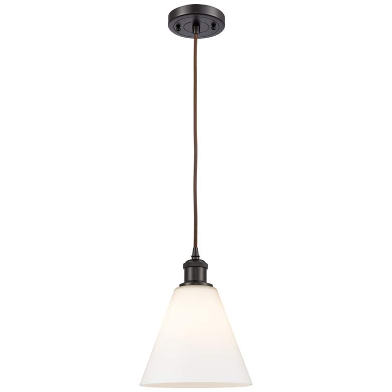 Image 1 Ballston Berkshire 8" Mini Pendant - Oil Rubbed Bronze - Matte White S