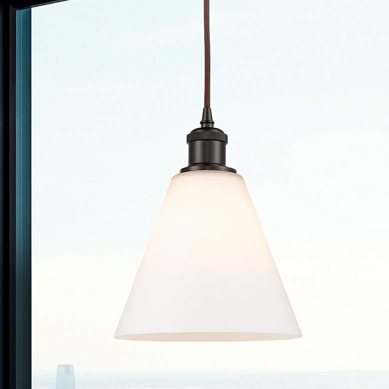Image 1 Ballston Berkshire 8" Mini Pendant - Oil Rubbed Bronze - Matte White S