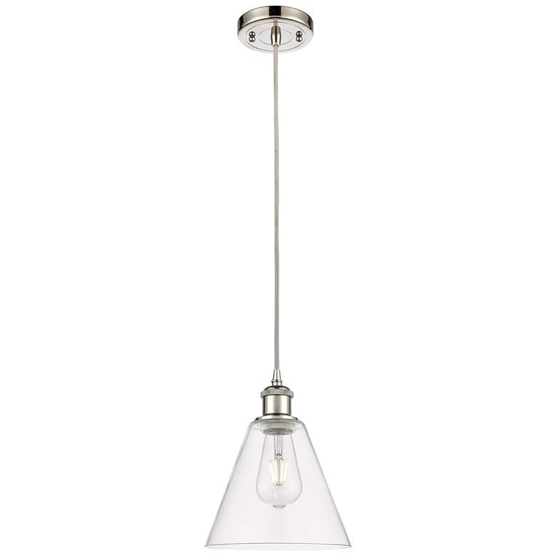 Image 1 Ballston Berkshire 8" Mini Pendant - Polished Nickel - Clear Shade