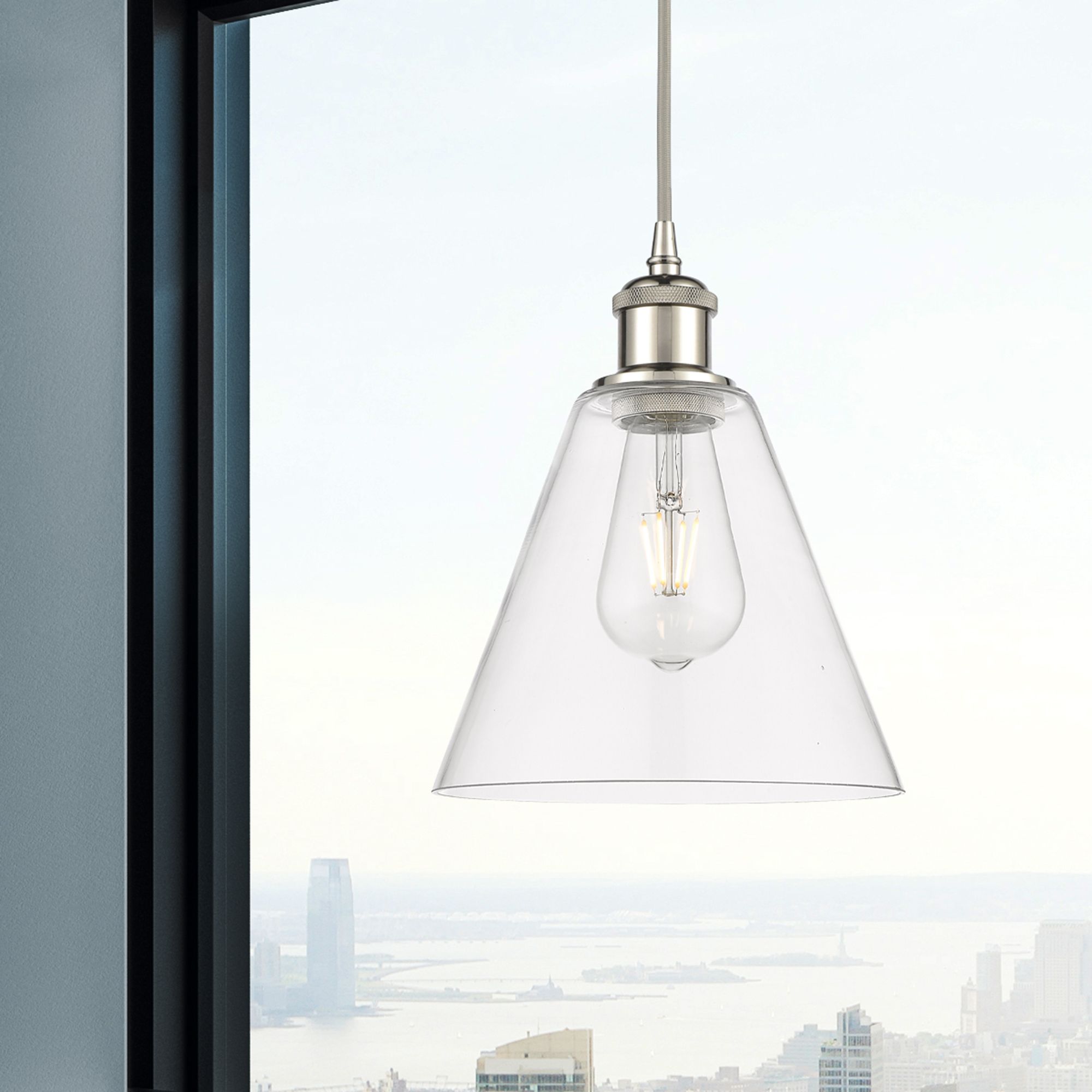 Image 2 Ballston Berkshire 8" Mini Pendant - Polished Nickel - Clear Shade more views