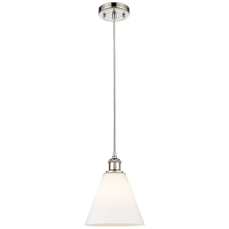 Image 1 Ballston Berkshire 8" Mini Pendant - Polished Nickel - Matte White Sha