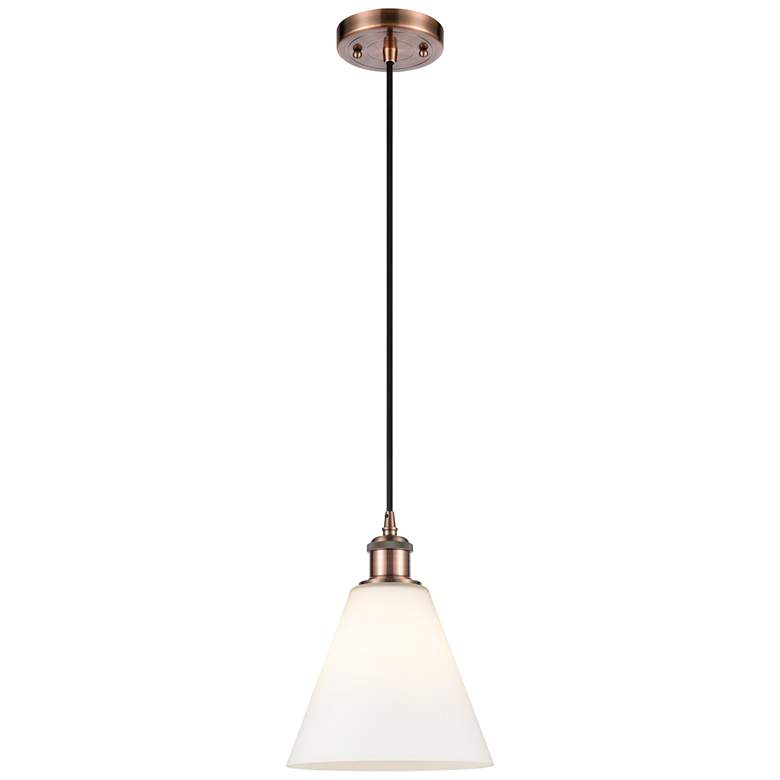 Image 1 Ballston Berkshire 8" Wide Copper Corded Mini Pendant w/ Matte White S