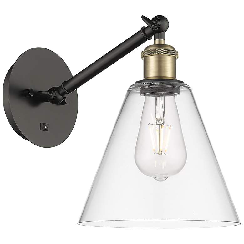 Image 1 Ballston Berkshire Glass 8" Incandescent Sconce - Black Brass - Clear