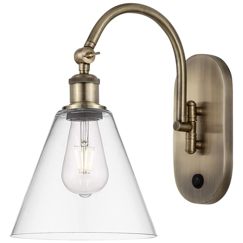 Image 1 Ballston Berkshire Glass 8" Incandescent Sconce - Brass - Clear Shade