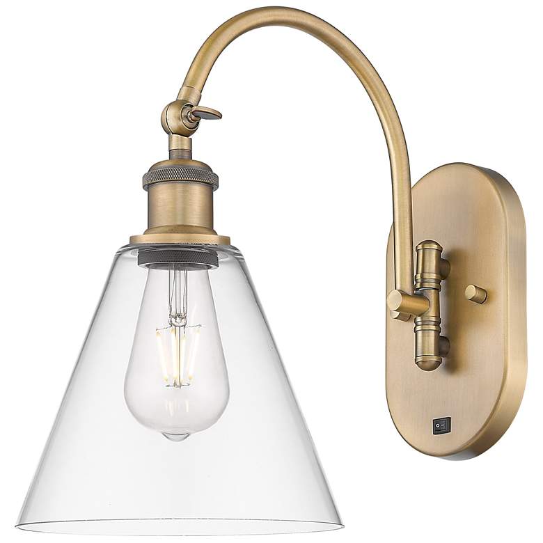 Image 1 Ballston Berkshire Glass 8" Incandescent Sconce - Brass - Clear Shade