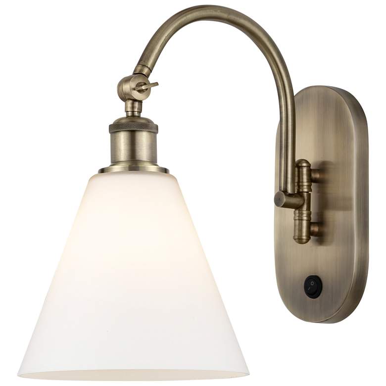 Image 1 Ballston Berkshire Glass 8" Incandescent Sconce - Brass - Matte White