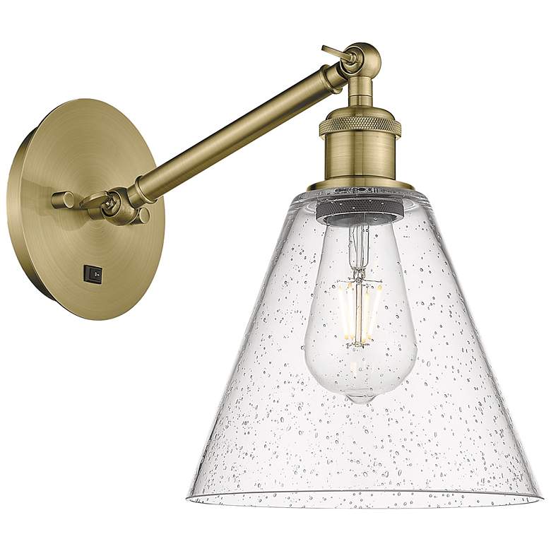 Image 1 Ballston Berkshire Glass 8" Incandescent Sconce - Brass - Seedy Shade