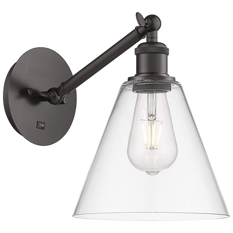 Image 1 Ballston Berkshire Glass 8" Incandescent Sconce - Bronze - Clear Shade