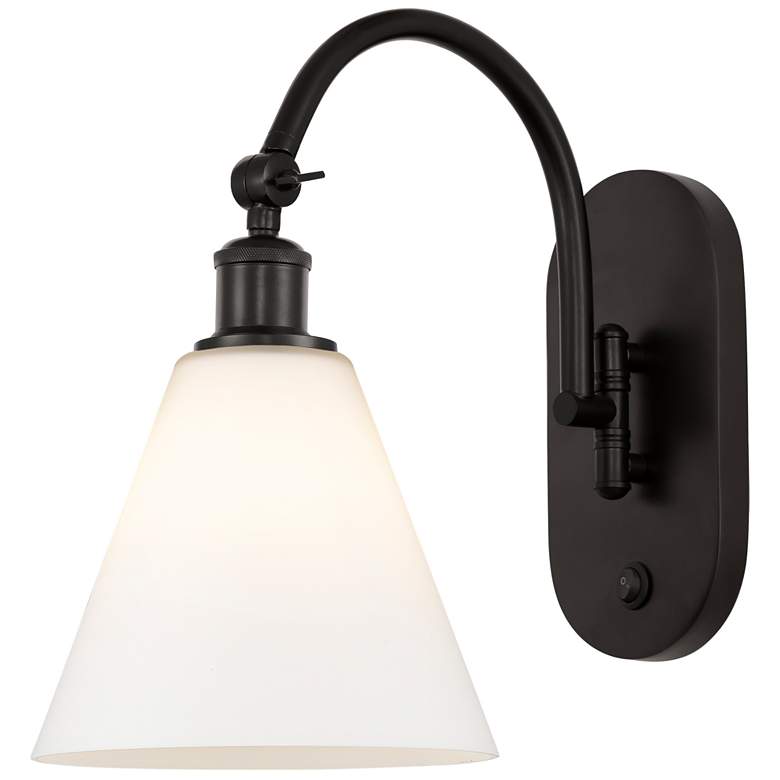Image 1 Ballston Berkshire Glass 8" Incandescent Sconce - Bronze - White Shade