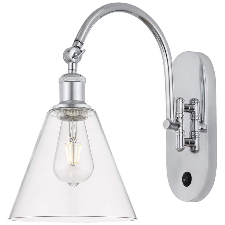 Image 1 Ballston Berkshire Glass 8" Incandescent Sconce - Chrome - Clear Shade