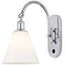 Ballston Berkshire Glass 8" Incandescent Sconce - Chrome - White Shade