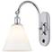 Ballston Berkshire Glass 8" Incandescent Sconce - Chrome - White Shade