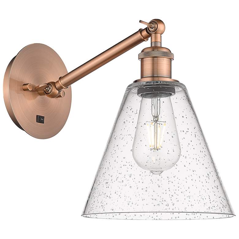 Image 1 Ballston Berkshire Glass 8" Incandescent Sconce - Copper - Seedy Shade