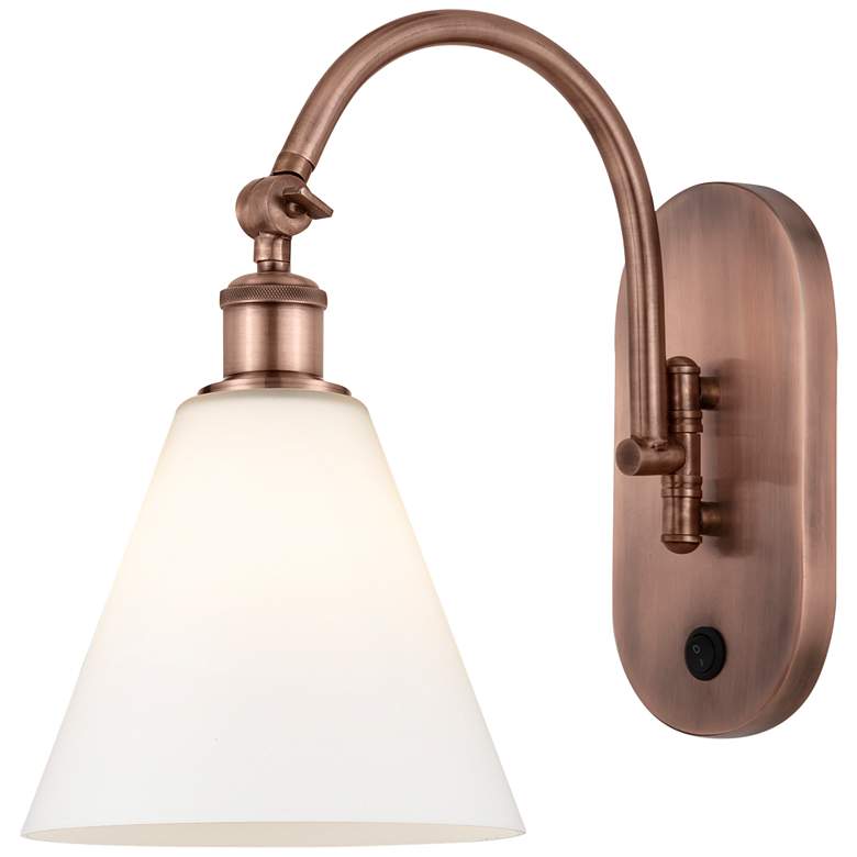 Image 1 Ballston Berkshire Glass 8" Incandescent Sconce - Copper - White Shade