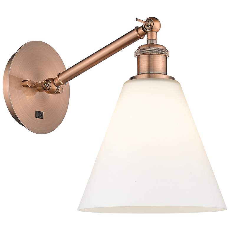 Image 1 Ballston Berkshire Glass 8" Incandescent Sconce - Copper - White Shade