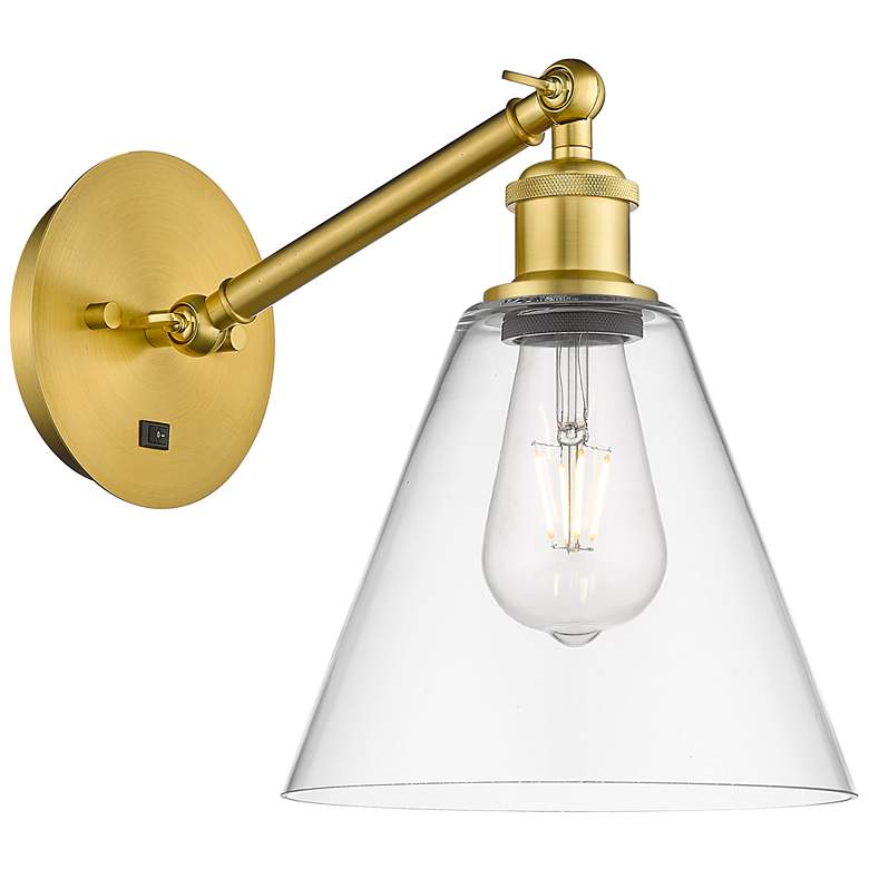 Image 1 Ballston Berkshire Glass 8" Incandescent Sconce - Gold Finish - Clear