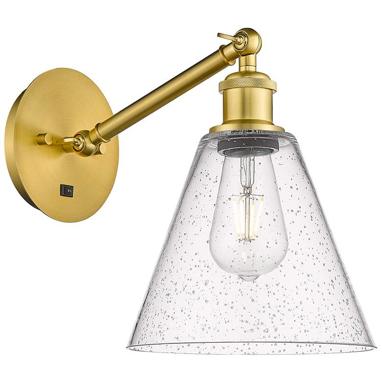 Image 1 Ballston Berkshire Glass 8" Incandescent Sconce - Gold Finish - Seedy