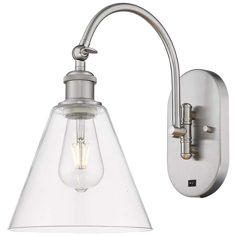 Image 1 Ballston Berkshire Glass 8" Incandescent Sconce - Nickel - Clear Shade