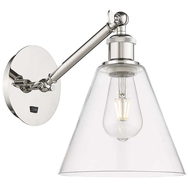 Image 1 Ballston Berkshire Glass 8" Incandescent Sconce - Nickel - Clear Shade