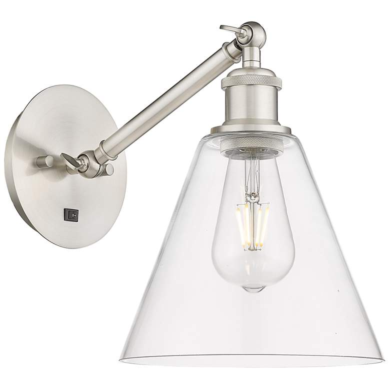 Image 1 Ballston Berkshire Glass 8" Incandescent Sconce - Nickel - Clear Shade