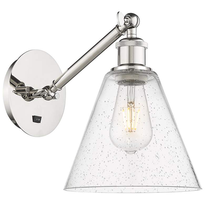 Image 1 Ballston Berkshire Glass 8" Incandescent Sconce - Nickel - Seedy Shade