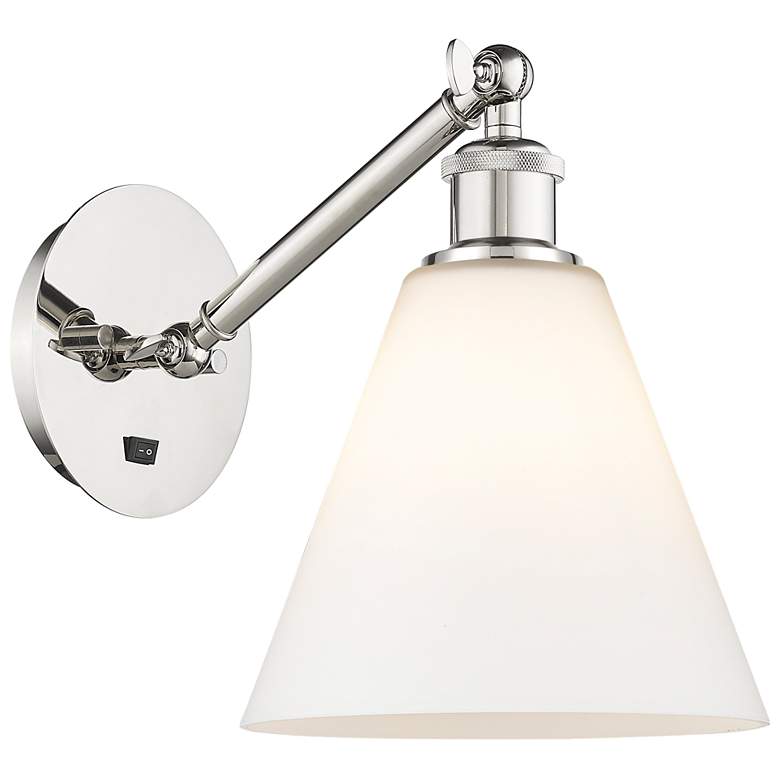 Image 1 Ballston Berkshire Glass 8" Incandescent Sconce - Nickel - White Shade