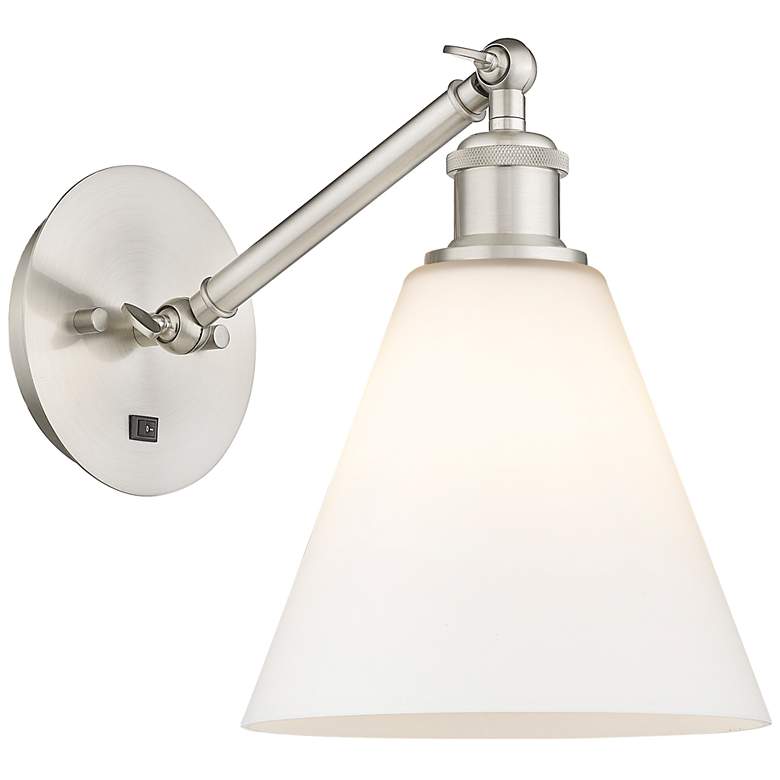 Image 1 Ballston Berkshire Glass 8" Incandescent Sconce - Nickel - White Shade