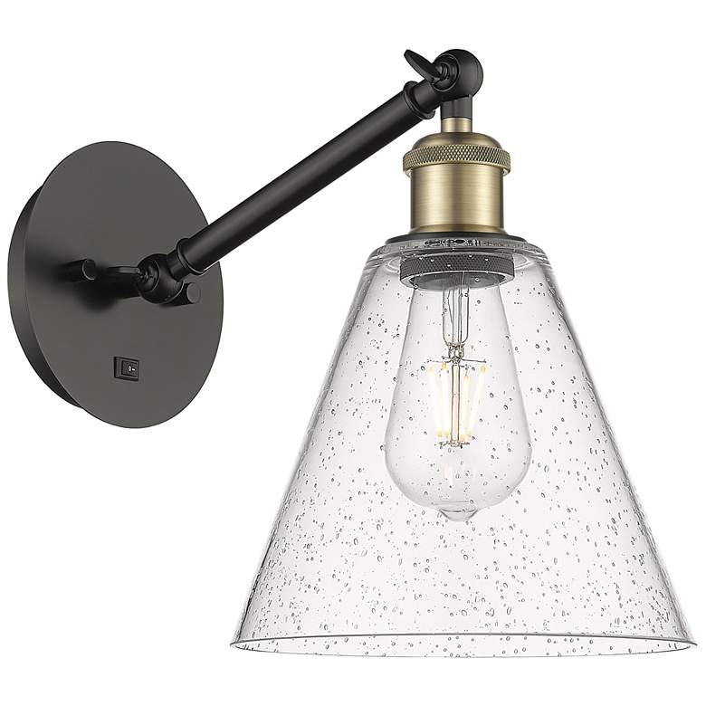 Image 1 Ballston Berkshire Glass 8" LED Sconce - Black Brass Finish - Seedy Sh