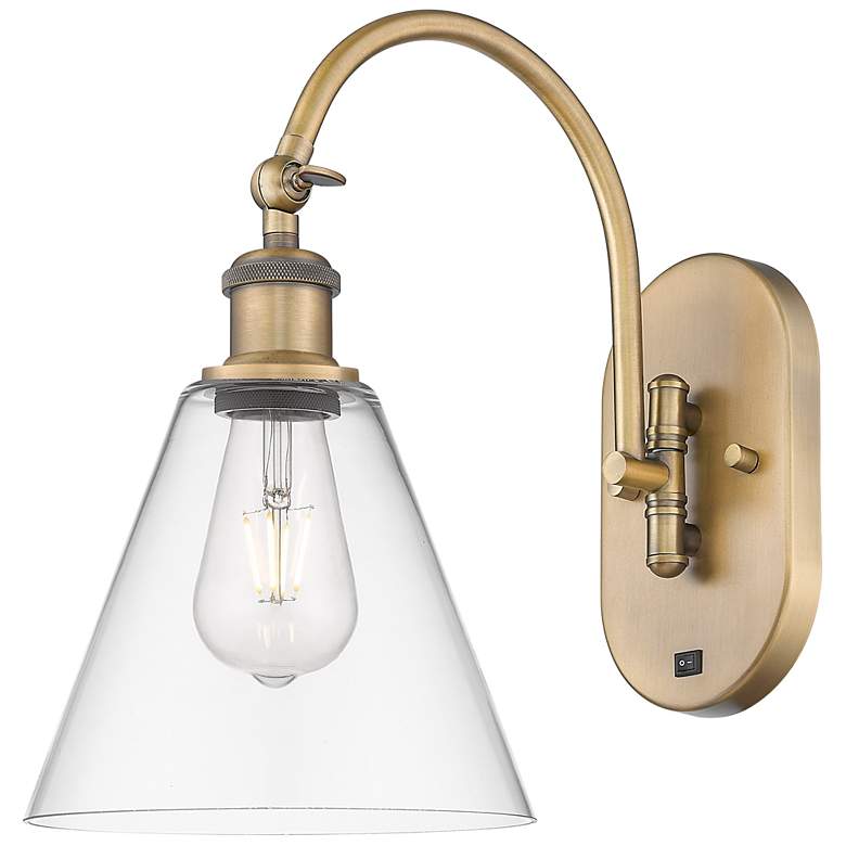 Image 1 Ballston Berkshire Glass 8" LED Sconce - Brass Finish - Clear Shade