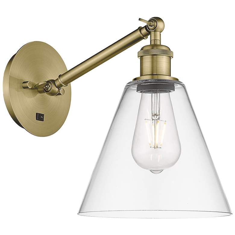 Image 1 Ballston Berkshire Glass 8" LED Sconce - Brass Finish - Clear Shade