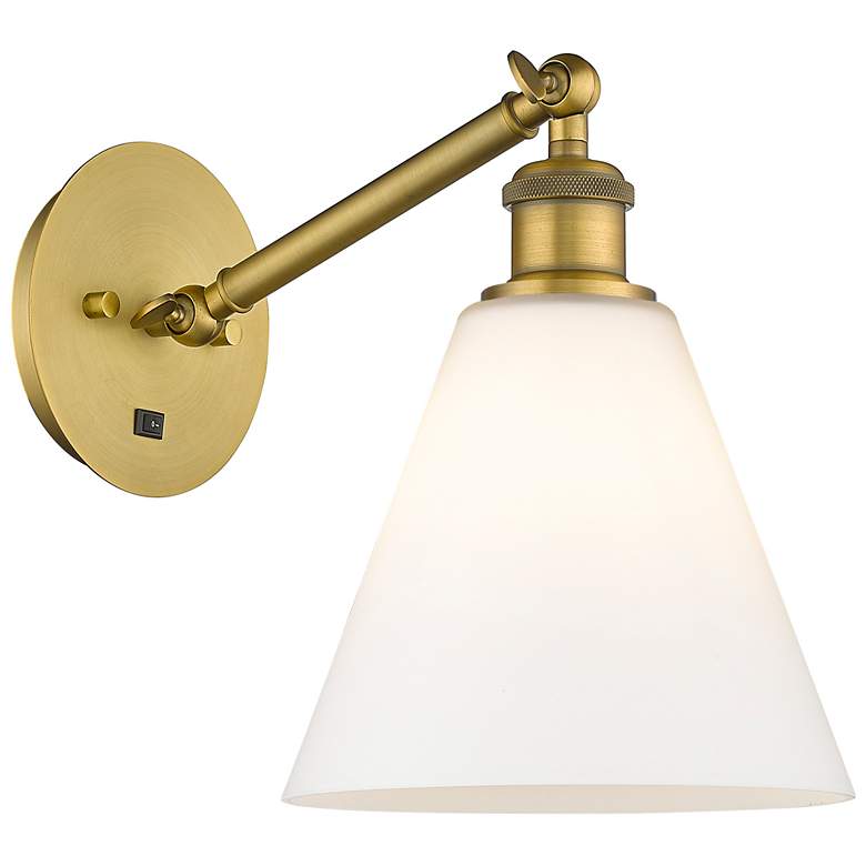 Image 1 Ballston Berkshire Glass 8" LED Sconce - Brass Finish - Matte White Sh