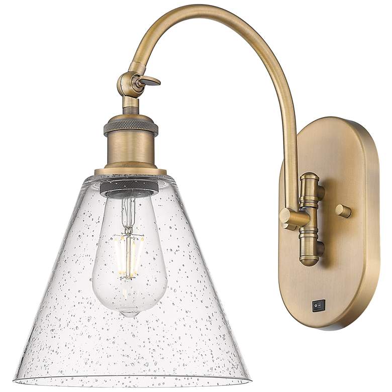 Image 1 Ballston Berkshire Glass 8" LED Sconce - Brass Finish - Seedy Shade