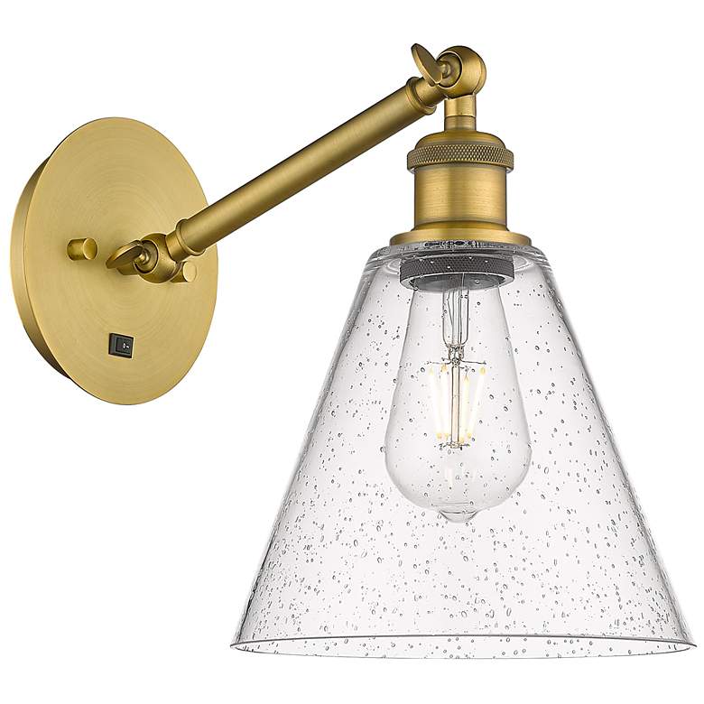 Image 1 Ballston Berkshire Glass 8" LED Sconce - Brass Finish - Seedy Shade