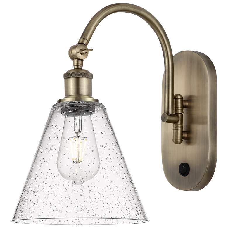 Image 1 Ballston Berkshire Glass 8" LED Sconce - Brass Finish - Seedy Shade
