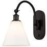 Ballston Berkshire Glass 8" LED Sconce - Bronze Finish - Matte White S