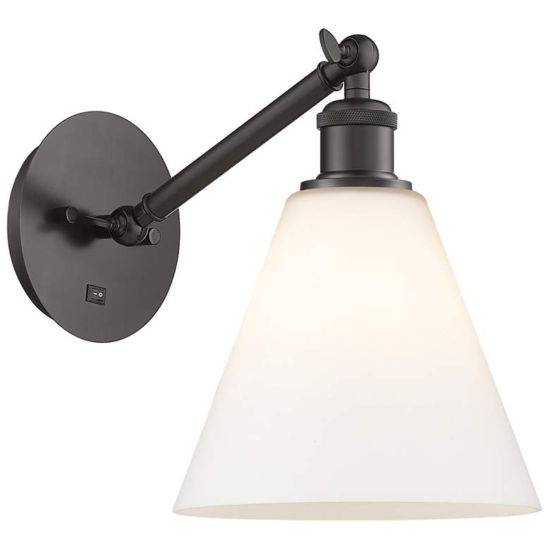 Image 1 Ballston Berkshire Glass 8" LED Sconce - Bronze Finish - Matte White S