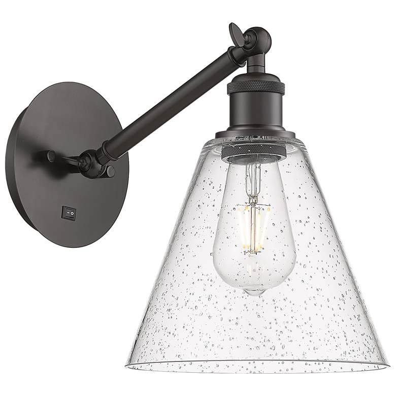 Image 1 Ballston Berkshire Glass 8" LED Sconce - Bronze Finish - Seedy Shade
