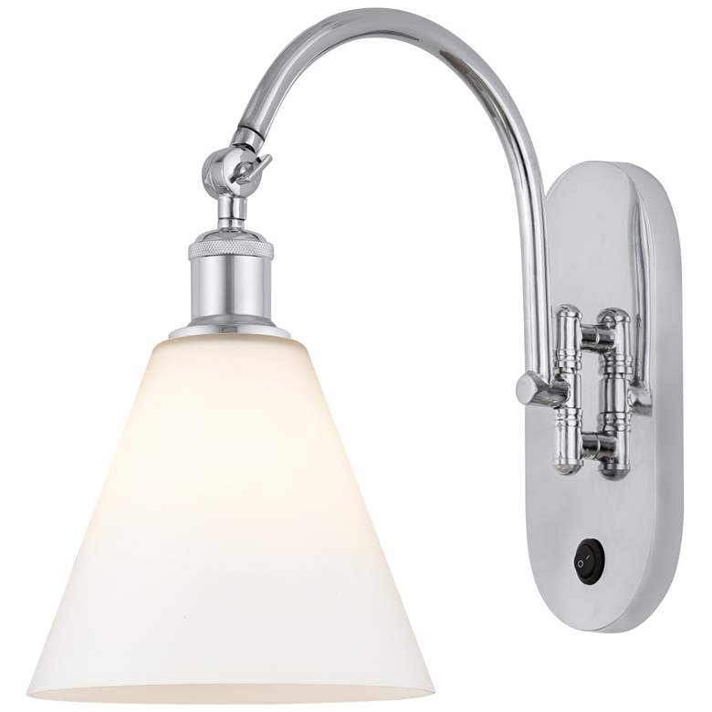 Image 1 Ballston Berkshire Glass 8" LED Sconce - Chrome Finish - Matte White S