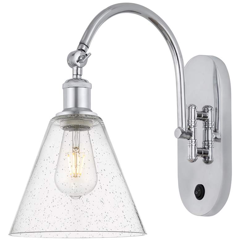 Image 1 Ballston Berkshire Glass 8" LED Sconce - Chrome Finish - Seedy Shade