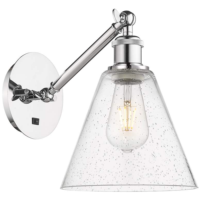 Image 1 Ballston Berkshire Glass 8" LED Sconce - Chrome Finish - Seedy Shade