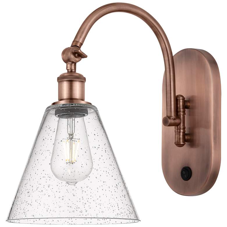 Image 1 Ballston Berkshire Glass 8" LED Sconce - Copper Finish - Seedy Shade
