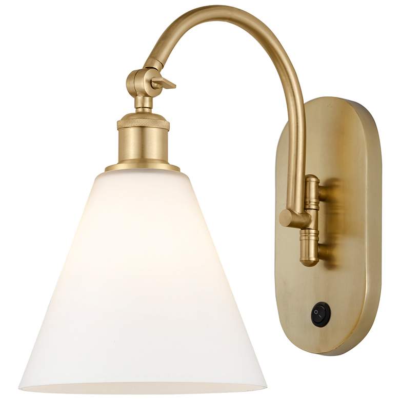 Image 1 Ballston Berkshire Glass 8" LED Sconce - Gold Finish - Matte White Sha